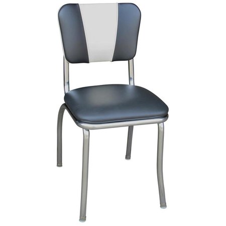 RICHARDSON SEATING CORP Richardson Seating Corp 4120BLK 4120 V-Back Diner Chair -Black-White- with 1 in. Pulled Seat -  Chrome - Black & White 4120BLK